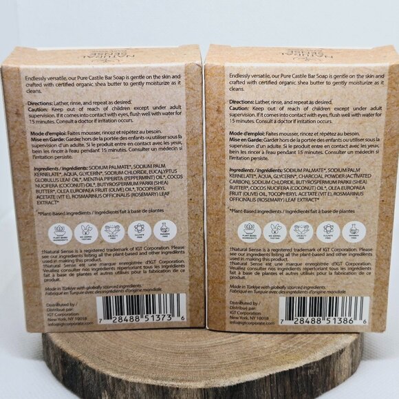 NEW NATURAL SENSE PLANT BASED PURE CASTILE SOAP ACTIVATED CHARCOAL & PEPPERMINT - Picture 2 of 6